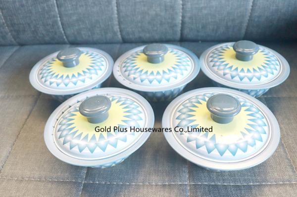 Indian colorful printed hand washing bowl sets and tray 5 pcs round dip bowl set
