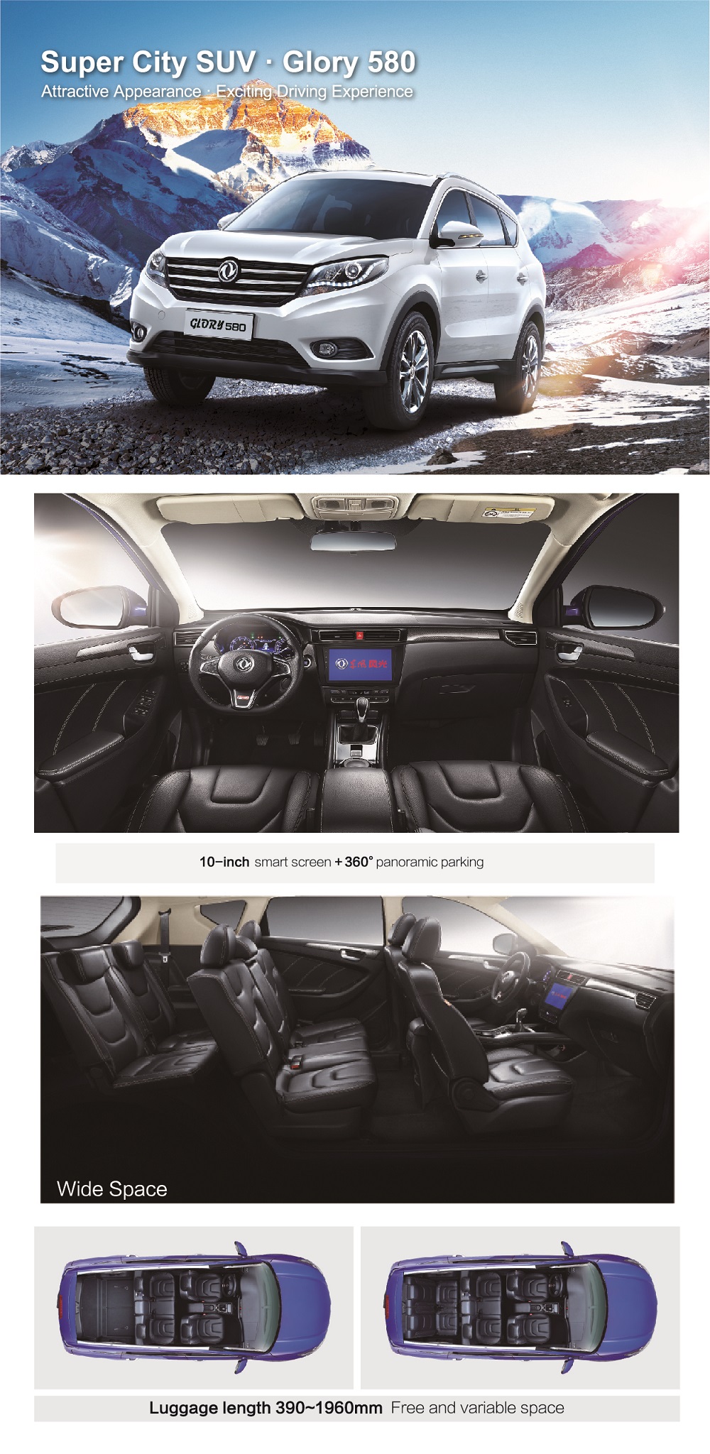 2023 Super City SUV Used Cars DFSK GLORY 580 High Speed Electric Cars Vehicle 4 Four Wheel Fast Electric Car Make DFSK