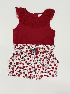 China Cotton Lace Neckline Sleeveless Baby Romper Printed Flowers on sale