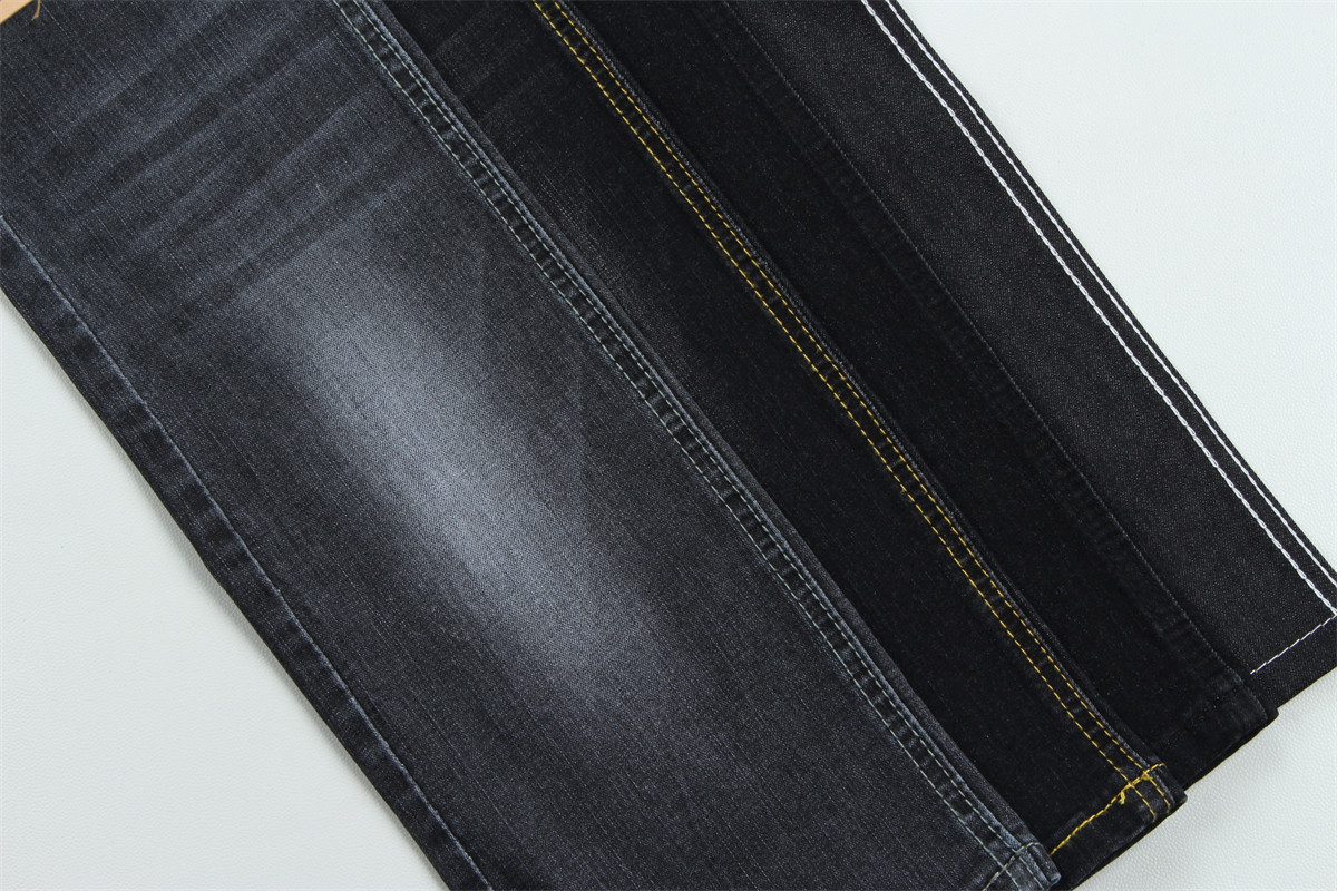 Dark Black Color High Stretch Slub Denim Fabric For Kids and Women Jeans