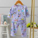 Full Flower Long Sleeve Pj Set Cotton Pyjamas Odor Resistant For 80cm height