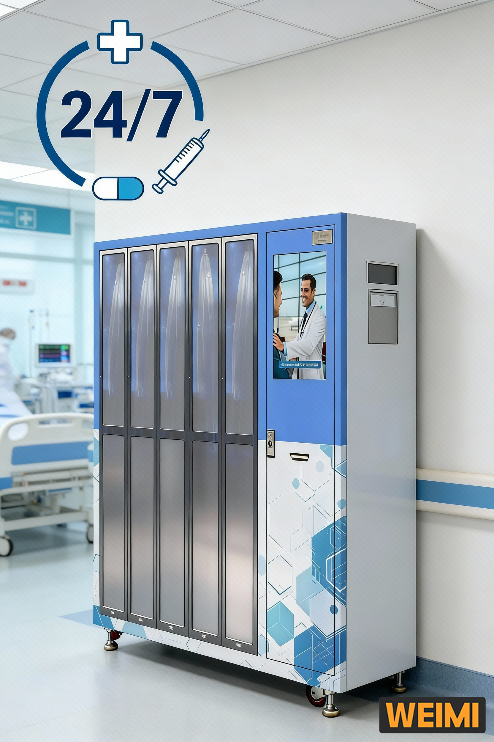 WEIMI Smart Hospital Vending Machine for Wheelchair and Cane Rental with 24/7 Self-Service Mobility Access