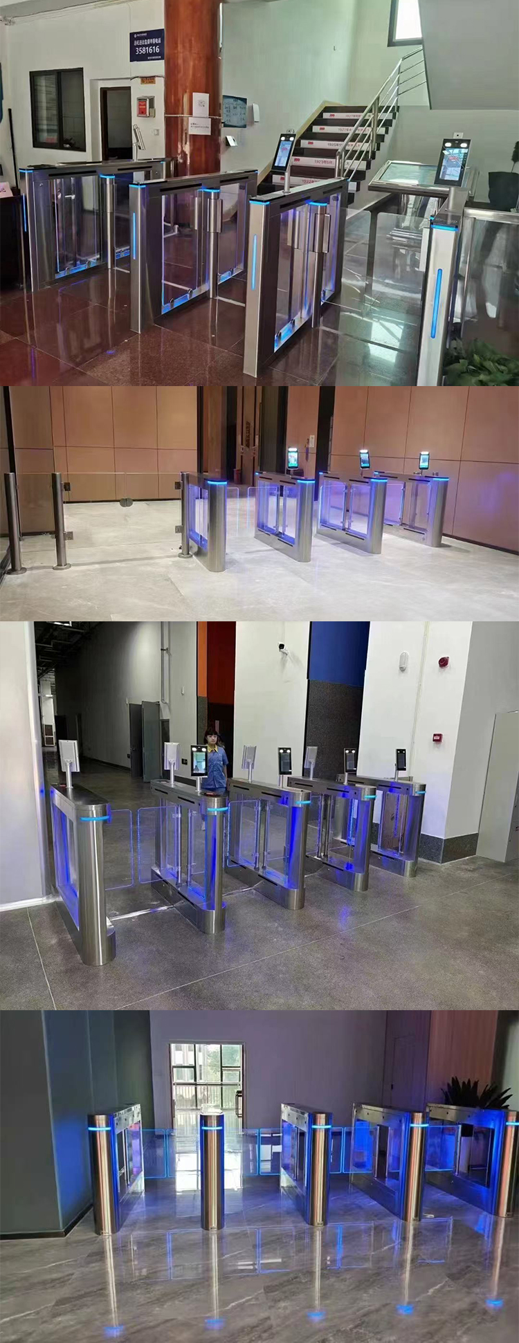 Automatic Revolving Electric Vertical Swing Turnstile Gate , Flap Barrier Turnstile Security Gate