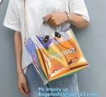 fashion shopping clear pvc tote bag, Luxury PVC Printed Women Handbags,