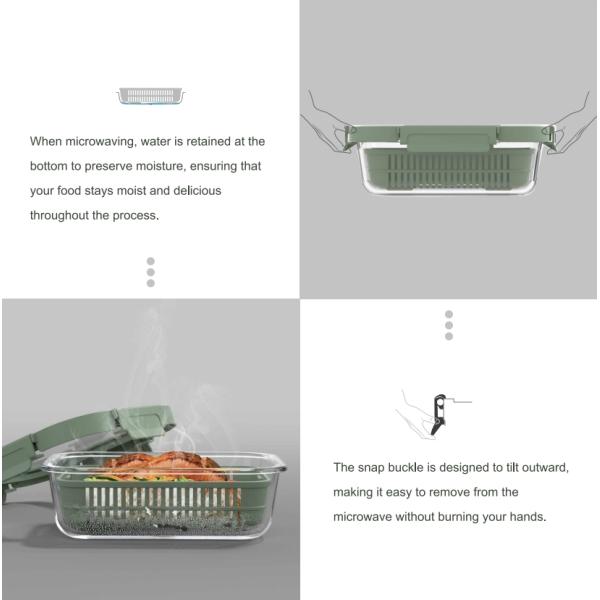 Stackable Airtight Glass Food Container 1050ml BPA-Free