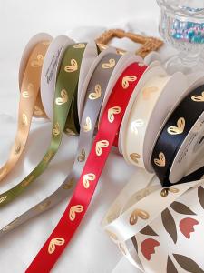 Wholesale 16mm Heart Pattern Gold Foil Printed Ribbon For Gift Packing And Decoration from china suppliers