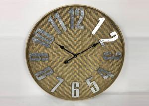 Wholesale ZYWSC001 27.5 Farmhouse Bamboo Rattan Round Wall Clock Country Style For Wall Decor from china suppliers
