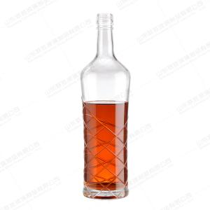 Wholesale 500ml 700ml 750ml Round Engraved Glass Bottle with Screw Cap for Vodka Gin Whisky from china suppliers