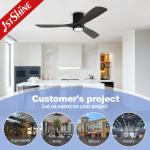 Flush Mount Ceiling Fan with Remote and TUYA App-Controlled Wooden Blades 6