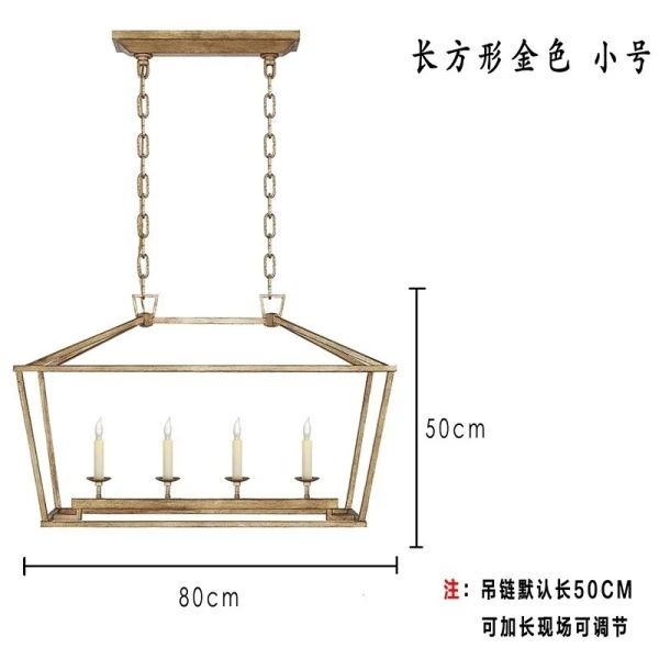 Loft Vintage Iron Birdcage Pendant Light Modern Darlana Linear Lantern Chandelier（WH-AP-640）