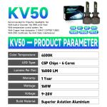 Masters KV50 160W 16000 Lumens 6500K Cool White H4 H7 9005 LED Headlight Bulbs