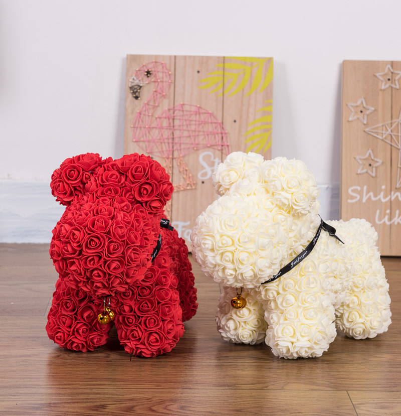 PE Roses Bear with More Colors Bear Roses for Christmas Gift Rose bear China factory Valantines day gift