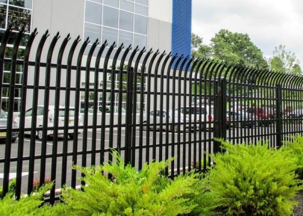 Black Color Powder Coated 1.8m Steel Palisade Fencing W & D Section Curving