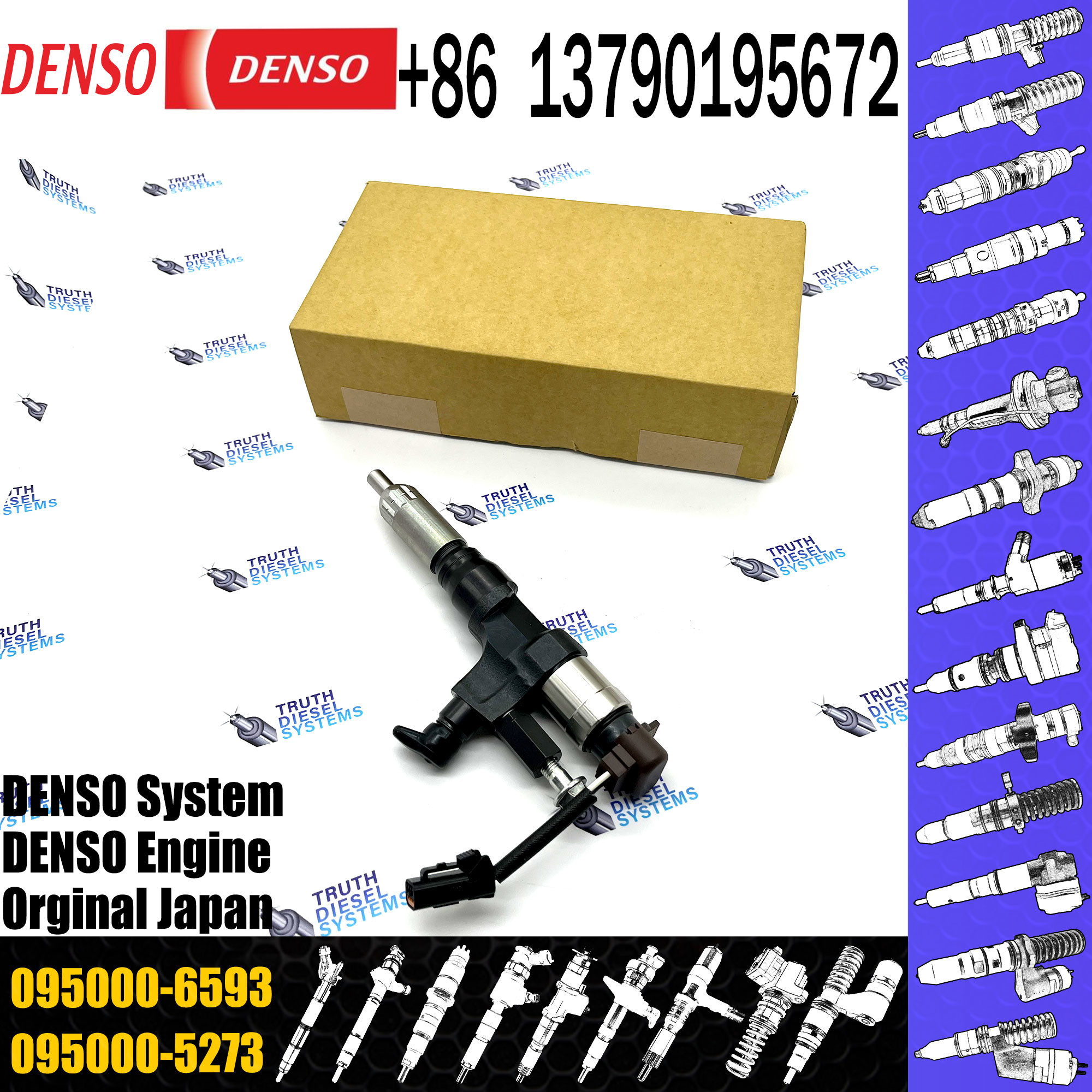 Diesel Fuel Inyector Common Rail Injector 0950006593 23670-E0010 23670E0010 095000-6593 for Hino J08E-TM engine