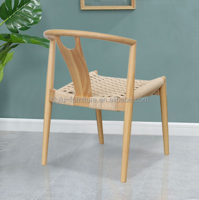Sturdy Natural Solid Wood Woven Cord Wishbone Chairs The Perfect Addition to Modern Japanese Design