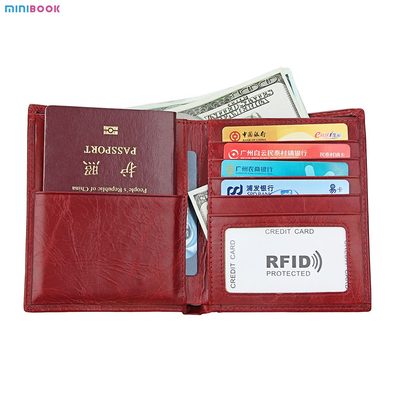 Vintage Style Rfid Blocking Genuine Leather Purses For Multi-Functional Money Purses