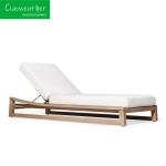 Modern Teak Chaise Waterproof Cushioned Sun Lounger for Luxury Outdoor Pool and