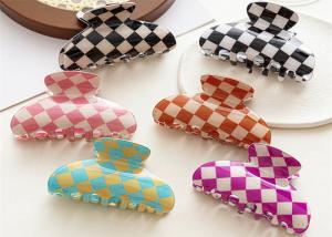 China acetic acid colorful clip hair accessories imitation  color check clip shark hair accessories OEM Hollow out logo on sale