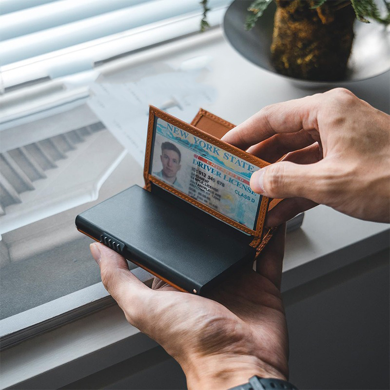 Credit Card Real Leather Automatic Pop Up Card Holder Wallet for Men and RFID Blocking