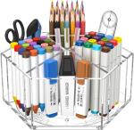 360 degree spinning Acrylic Rotating Organizer 7 Compartment for Pen And Pencil