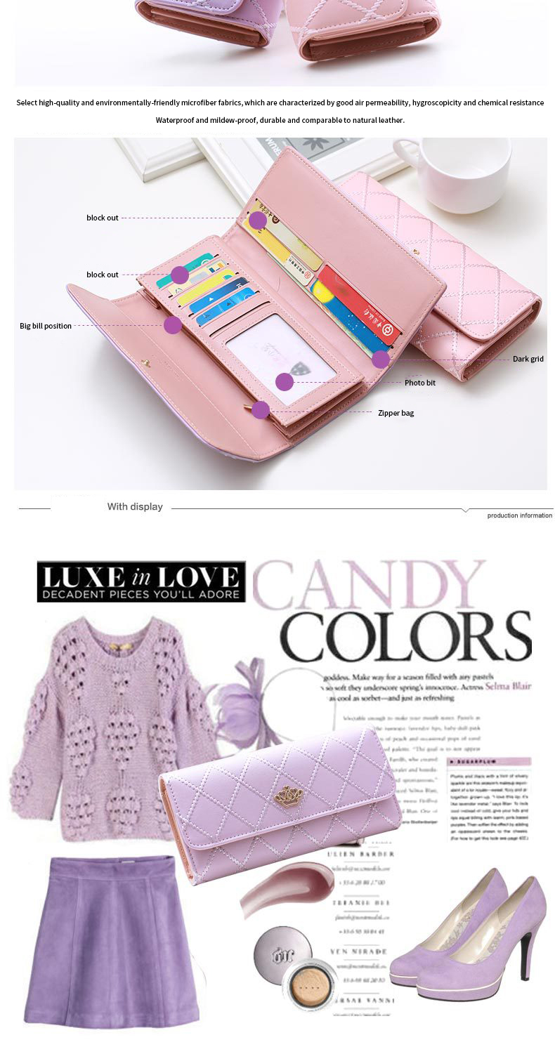 Multifunctional Clutch Female Wallet Nylon Lining Material Interior Lined Inside