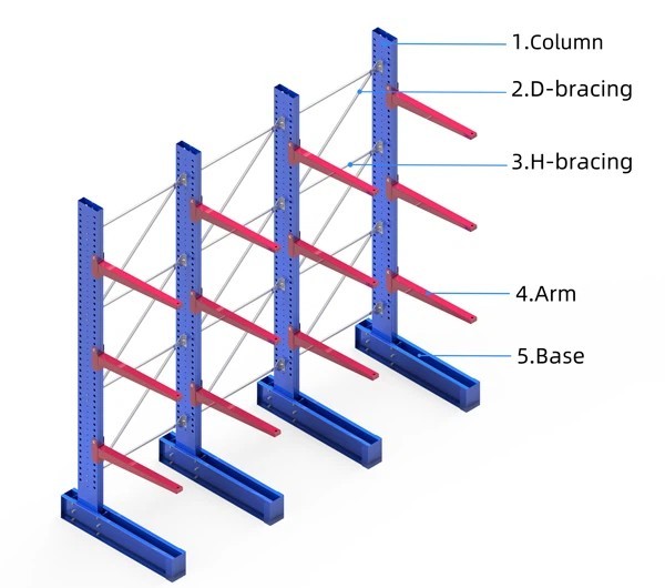 Industrial Steel Cantilever Shelving Rack with Modular Design and High Load Capacity