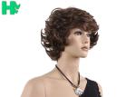 120g - 150g Synthetic Hair Brown Short Wave Wigs Black Color No Shedding