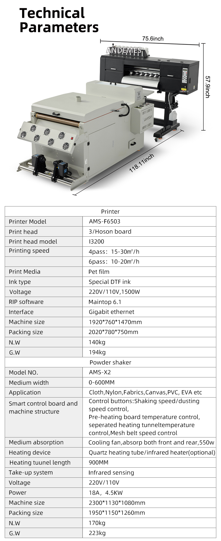 24inch DTF Printer with Fluorescence System and 3 i3200 Print Heads Pigment Ink Type