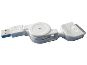 Wholesale White Retractable Cable USB2.0 AM to 30 pin Apple Connector Cable from china suppliers