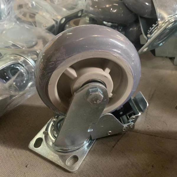 6x2 Inch Soft Rubber Casters Top Plate Heavy Duty Swivel Locking Grey TPR