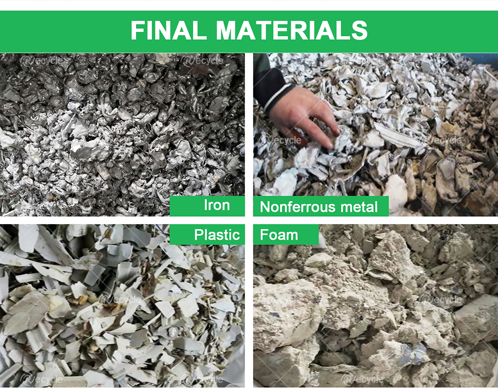 Large / Small Capacity Waste Refrigerator Recycling Line Eco Friendly