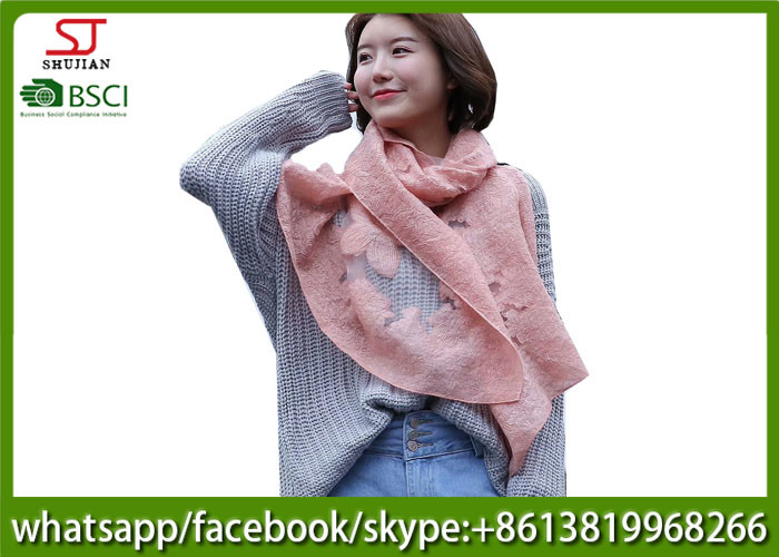 China factory direct supply cut flower wool feel scarf 70*180cm 100% wool neckerchief top fachion pashmina