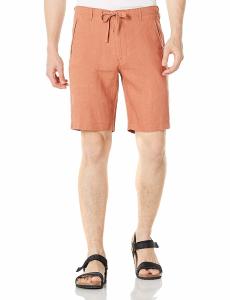 Wholesale Light Brown Beach Mens Linen Shorts Drawstring Yarn Dyed Fabric from china suppliers