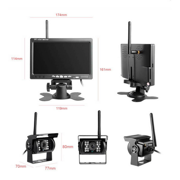 Wireless Truck Surveillance CCTV cameras with Rearview System and 7 inch monitor