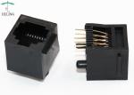 1x1 Ports RJ45 Ethernet Connector 180 Degree Black Housing Gold Plating