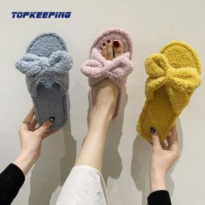Wholesale Custom Womens Plush Fur Slippers With Shock Absorbing Midsole from china suppliers