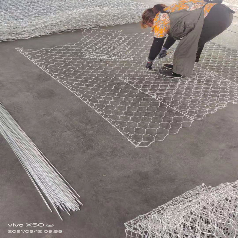 Galvanised Coated 2x1x1m 100 X 120mm Gabion Wire Mesh Dia 2.5mm Hexagonal Hole