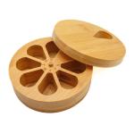 Functional and Durable Bamboo Daily Travel Round Pill Organizer with Days of the