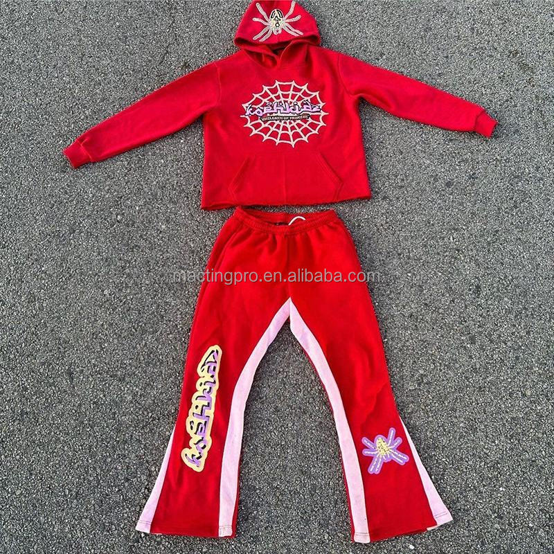 Acid Wash Zip Up Hoodie and Sweatpants Set Custom Design for Men