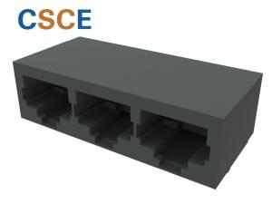 China 1*3 Port RJ45 Network Jack / Female 8P8C RJ45 Connector Gray Color on sale