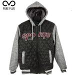 Outside Soft Grey Mens Fleece Coat Zipper Closure Long Fleece Sleeve