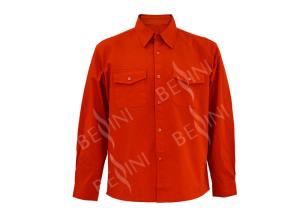 Wholesale Men's 100%Cotton Twill Orange Work Shirt Long Sleeve Back Across Reflective Tape Chest Pockets from china suppliers