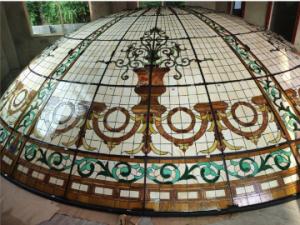 China Roof Skylight Stained Glass Skylight Cover Graphic Design Stained Glass Ceiling on sale