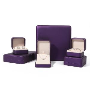 Wholesale High Quality Jewellery Packaging Box Custom Luxury Big Jewelry Set Box Necklace Bracelet Earrings Ring Packaging Handmade Square Purple Leather from china suppliers