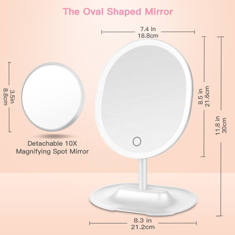 Original Manufacturer Touch Sensor Switch Single Sides Oval Shaped Soft Lights Led Lighted Makeup Mirror