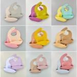 Custom Printed Silicone Feeding Bib Cute Cartoon Design Food Catcher Bib