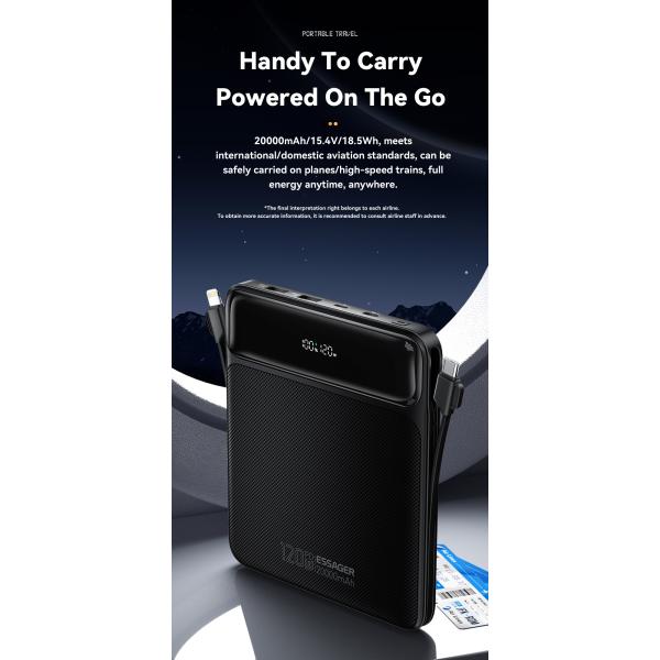 ESSAGER PB905 Series 4 Ports 20000mAh Power Pack Portable Power Bank with Private Mold and TYPE-C Input Interface