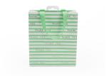 Green Eco Friendly Striped Paper Bags With Handles Glossy Lamination