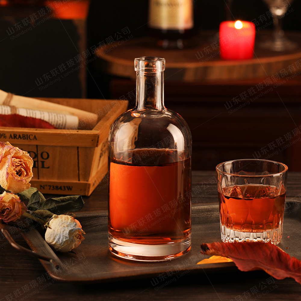 100ML 250ML 375ML 500ML Round Glass Bottle With Cork Healthy Lead Free Glass