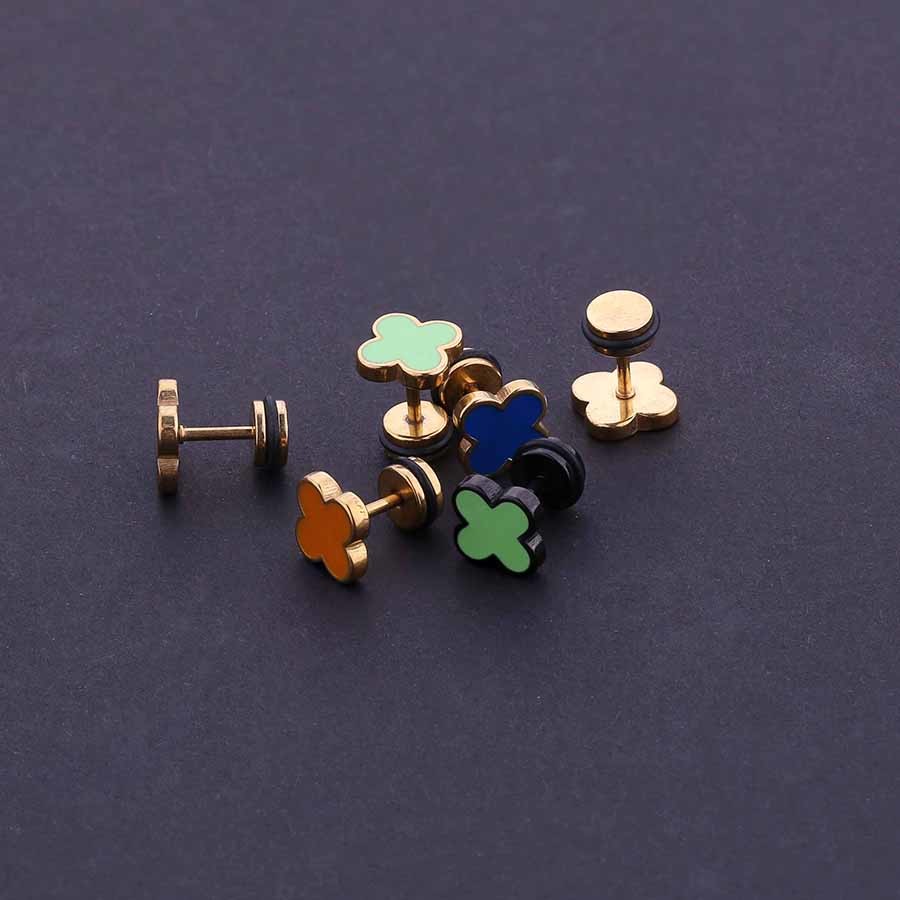 Poland Popular Four Leaf Clover Earrings Stud Earrings Stainless Steel Earrings